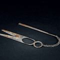 A silver hair pin and a pair of silver scissors, Tang dynasty, 7th-10th century