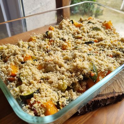 Crumble de potimarron et corugette au parmesan et à l'ail