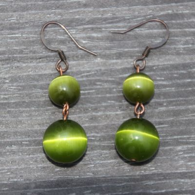 BO montées sur crochet cuivre avec perles oeil de