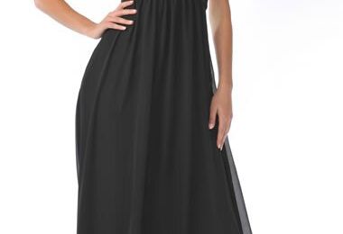 Black Semi-Formal One Shoulder Dress Chiffon Pleated A-Line Dress