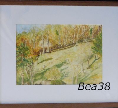 Aquarelle : le coteau en hiver