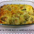 Gratin de poireaux et harengs fumés