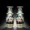 A pair of 'famille-noire' vases of ying bang chui form