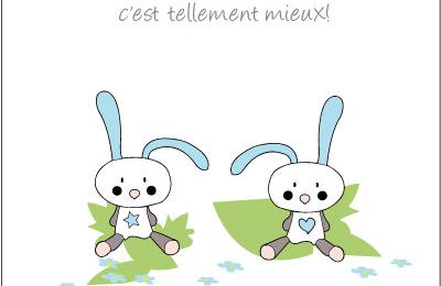 Faire part de naissance lapins jumeaux