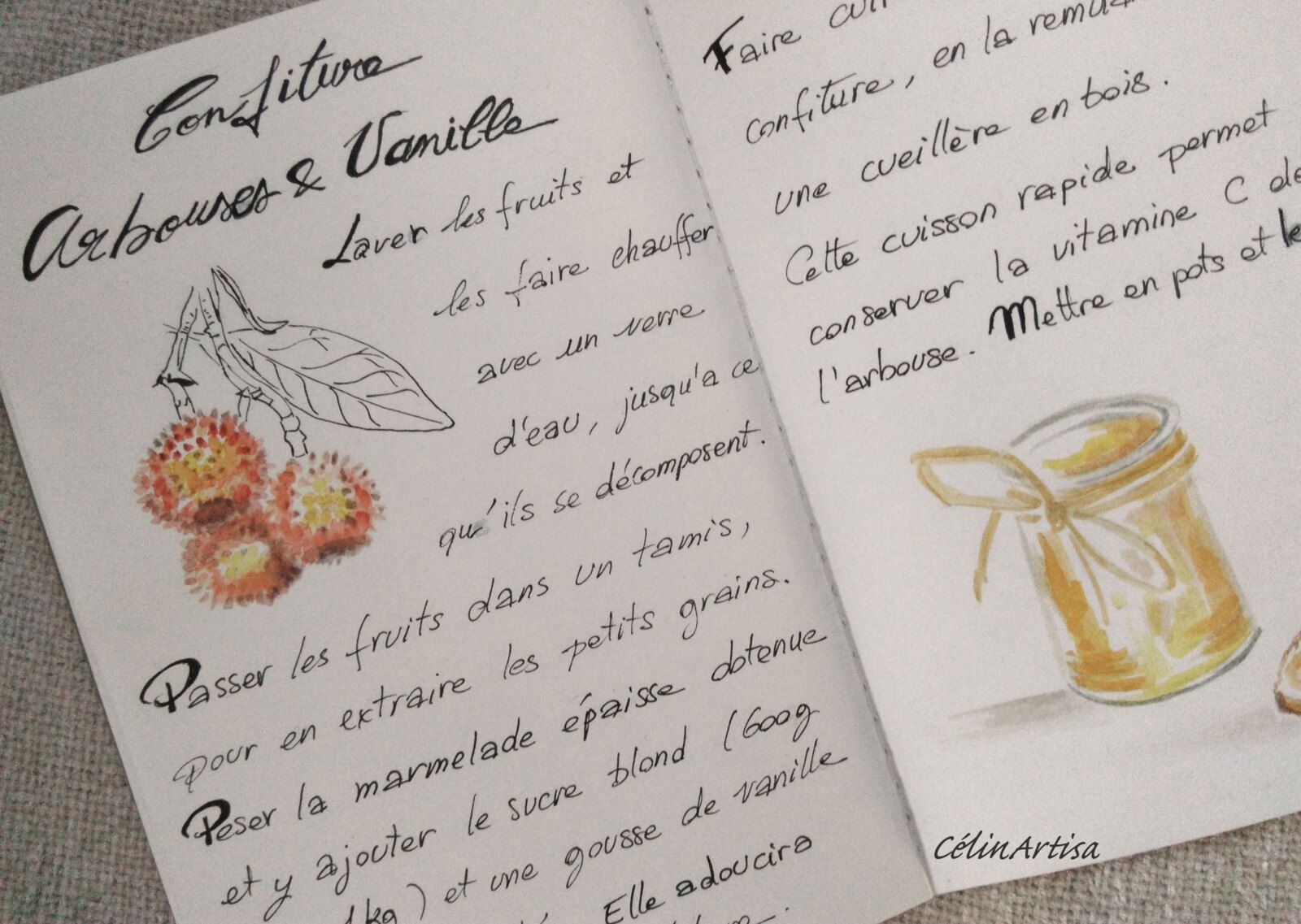 recette illustrée confiture arbouses et vanille