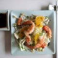 Salade de chou chinois, crevettes et langoustines