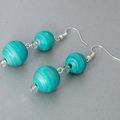 Boucles d'oreille perles bleu turquoise en bois