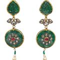 A pair of gem-set emerald earrings, India, 19th-20th century