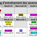 Planning d'entraînements à Toussaint