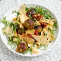 Boulettes végétariennes, pâtes et roquette sautées