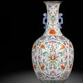 A rare and very finely painted pair of famille-rose vases, seal marks and period of Jiaqing (1796-1820)