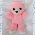 Doudou Peluche Ours Rose Et Blanc Vintage Joual