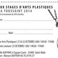 STAGES de la Toussaint 2014 : ARTS PLASTIQUES