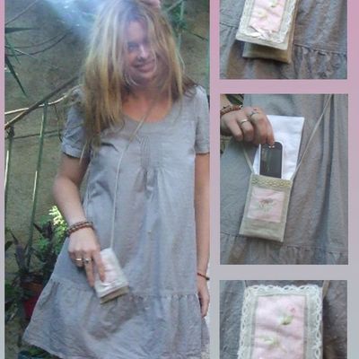 Pochette portable lin  