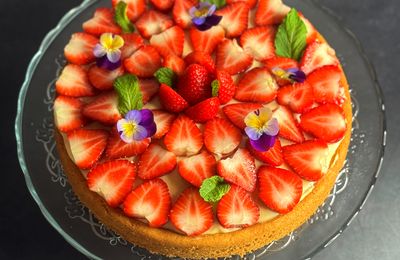 Tarte aux fraises sur sablé breton