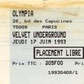 The Velvet Underground - Jeudi 17 Juin 1993 - Olympia (Paris)