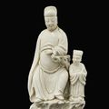 A Blanc de Chine porcelain figure of Wenchang and Immortal, China, Qing dynasty, Kangxi period (1662 - 1722)