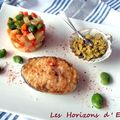 Darnes de merlu poêlées, aïoli de fèves au piment d' Espelette, macédoine de légumes