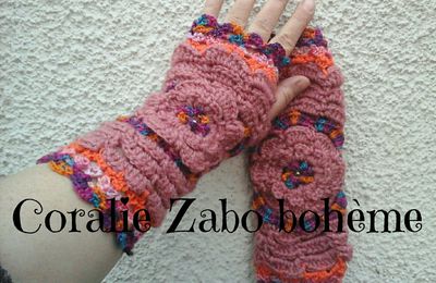 Mitaines gants femme bohème crochet en laine,  SHOP BOUTIQUE CORALIEZABO ETSY / CORALIE-ZABO-BOHEME UNGRANDMARCHÉ 