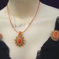 Parure ensemble 3 pieces doré/orange