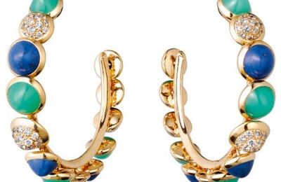 A pair of diamond, chrysoprase and lapis lazuli earrings inspired by the Ferris wheel in the Tuileries from Cartier’s Paris 