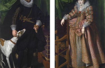 Flemish School, circa 1610. Portraits of Charles-Alexandre de Croÿ (1581 - 1624), Marquis d'Havré and Duc de Croÿ and his first 