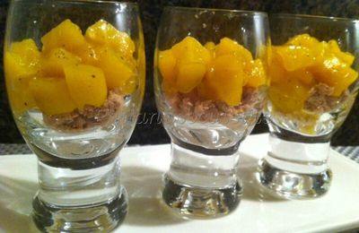 Verrine de foie gras à la compotée de mangue