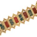 Antique Gold, Banded Carnelian and Moss Agate Bracelet