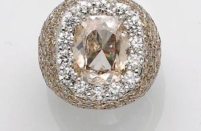 A brown diamond and diamond ring