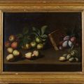 Attribué au Pseudo Fardella (Actif en Toscane au XVIIe siècle), Composition aux pommes, prunes et amandes