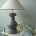 Lampe ancienne patinée Gris bleu Gustavien