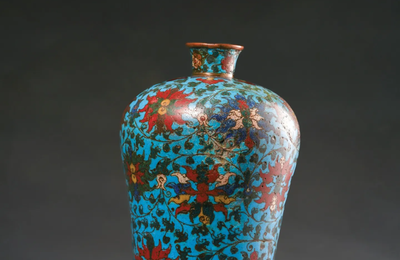 A cloisonne enamel vase, ‘Meiping', Ming dynasty (1368-1644), 17th century
