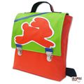 Cartable maternelle /sac à dos " Lapin" original pop coloré orange vert pomme fermoir clip 