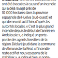 Incendie dans le sud-ouest de l'Espagne