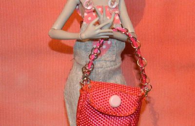 Salopette + sac rose pour poupée de type monster high