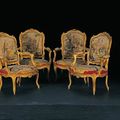 Suite de quatre fauteuils provenant de la collection Robert de Rothschild France, XVIIIe siècle pour les tapisseries - XIXe sièc