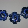 Collier fleurs bleues fimo