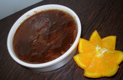 Crèmes brûlées au chocolat,  caramel à l'orange