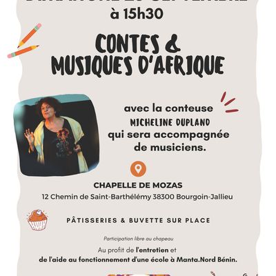 Contes et Musiques d'Afrique à Bourgoin le 25 septembre à 15h30