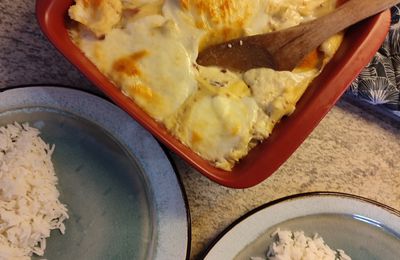 Gratin de chou-fleur, moutarde et scarmoza 