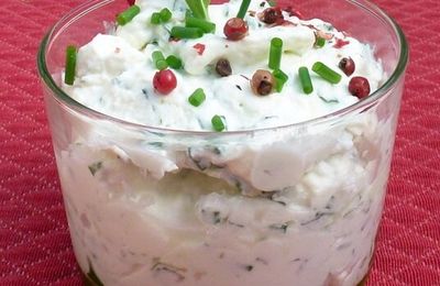 Fontainebleau au fromage de chèvre et herbes du jardin