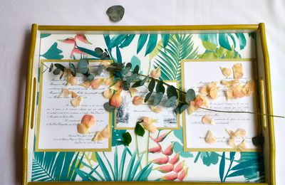 Plateau de mariage papier tropical