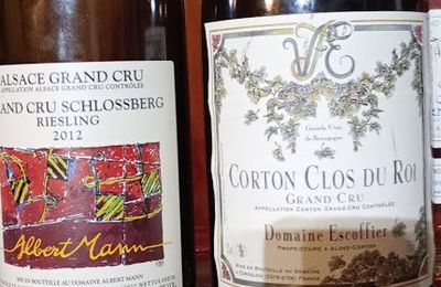 Albert Mann : Riesling Grand Cru Schlossberg 2012 ; Domaine Escoffier : Corton Grand Cru Clos du Roi 2010