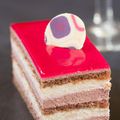 Entremets Cerise - amande et biscuit chocolaté