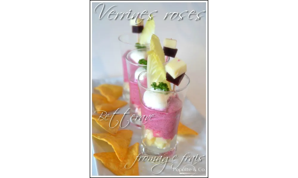 Verrines apéritives : Mousse rose et fromage frais