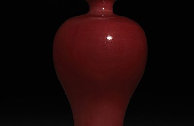 A sacrificial-red glazed vase, meiping, Qing dynasty, Kangxi period