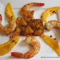 Grosses gambas et leur chutney de mangue tomaté