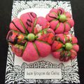 ♥ MANEA ♥ Broche textile bohème fleurs potirons fuchsia vert- Les Yoyos de Calie