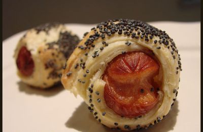 Feuilletés faciles pour l'apéritif (parfumés pavot, moutarde à l'ancienne, palmier poires et Bleu)