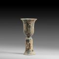 A black pottery stem cup, China, Neolithic age, Longshan culture, 3rd-2nd century BC